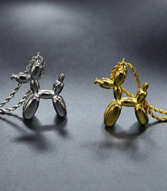 balloon dog pendant necklace silver - 1
