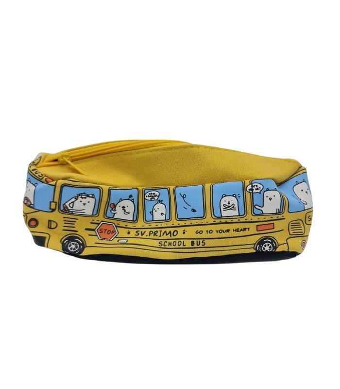 Yellow School Bus Canvas Pencil Case | Ink You