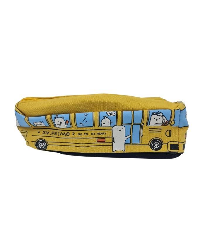 Yellow School Bus Canvas Pencil Case | Ink You