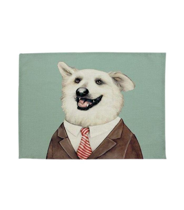 Placemat Linen Animal Placemat - Dapper Dog