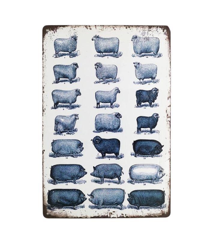 Sheep and Pig Retro Country Style Metal Sign | Ink You