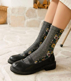 Floral Socks - Grey | Ink You