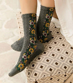 Floral Socks - Grey | Ink You