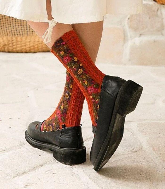 Floral Socks - Red | Ink You