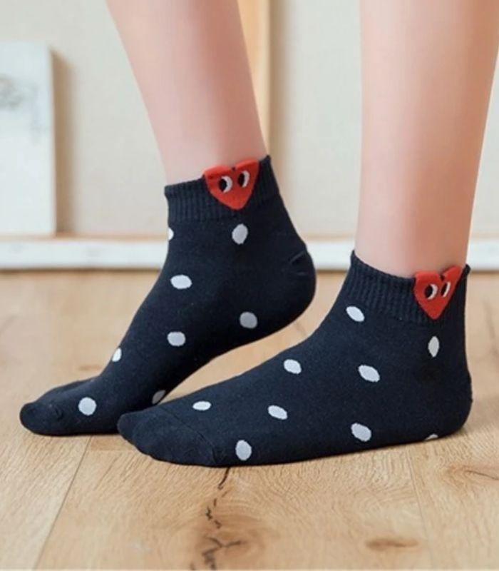 Love Heart Eyes Socks - Navy Blue Dots | Ink You