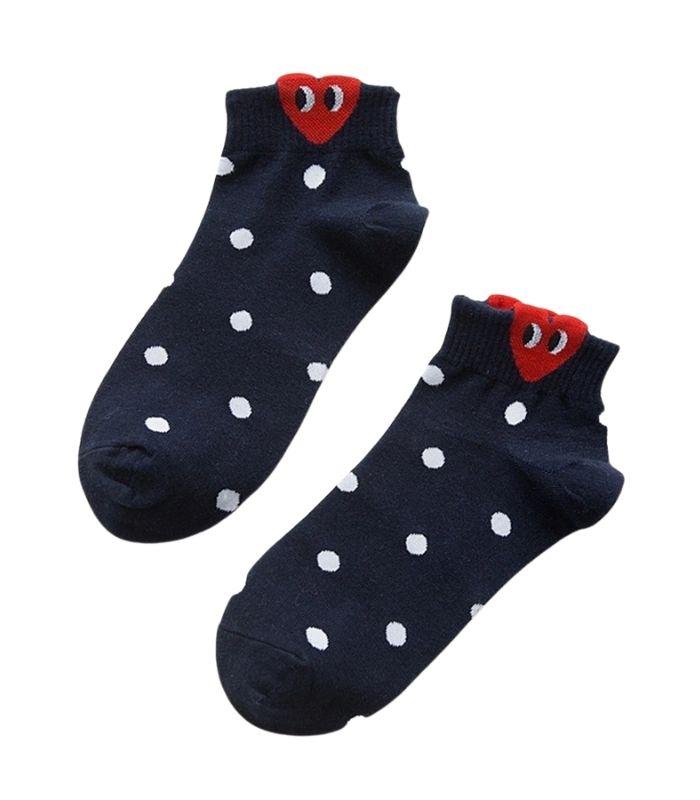 Love Heart Eyes Socks - Navy Blue Dots | Ink You