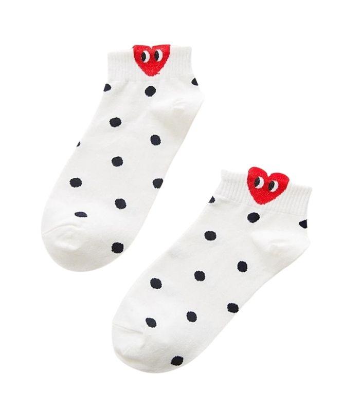 Love Heart Eyes Socks - White Dots | Ink You