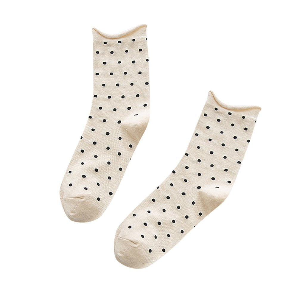 Polka Dot Socks - Beige & Black | Ink You